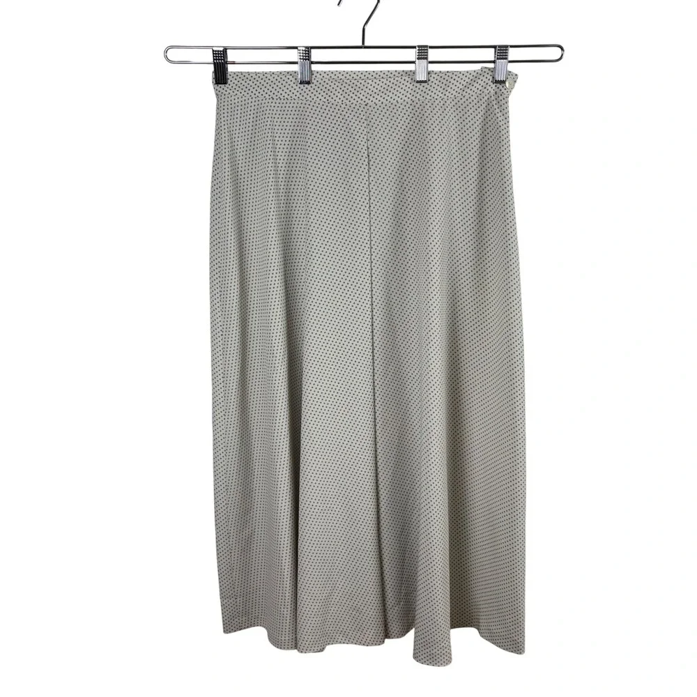 Vtg Rena Rowan Skirt 16 Cream Navy A-Line Midi 90s‎ Academia Fairy Cottagecore